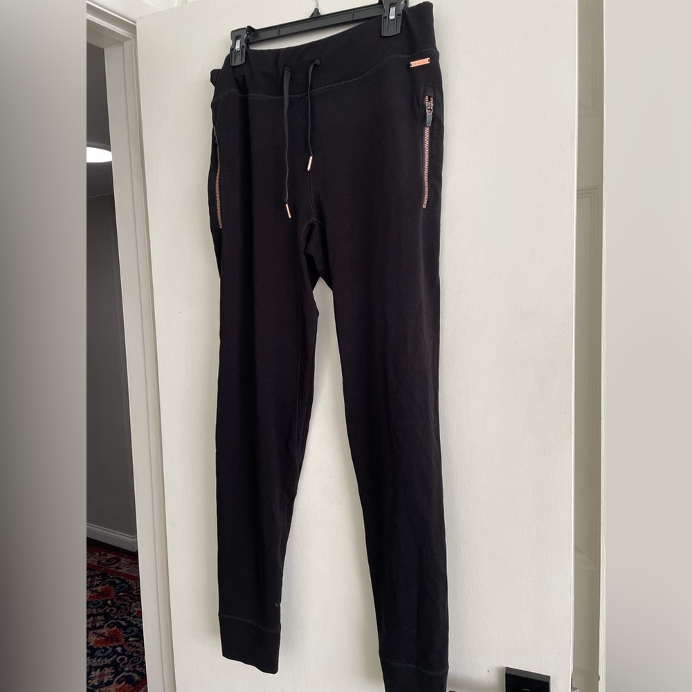 Sweaty Betty London Joggers Black Pull On Zip Ankles & Zip Pockets